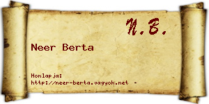 Neer Berta névjegykártya